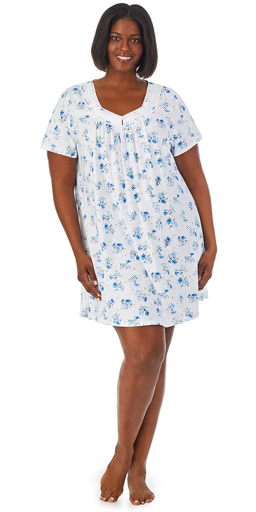 Blue Bouquet Short Nightgown - Plus ...